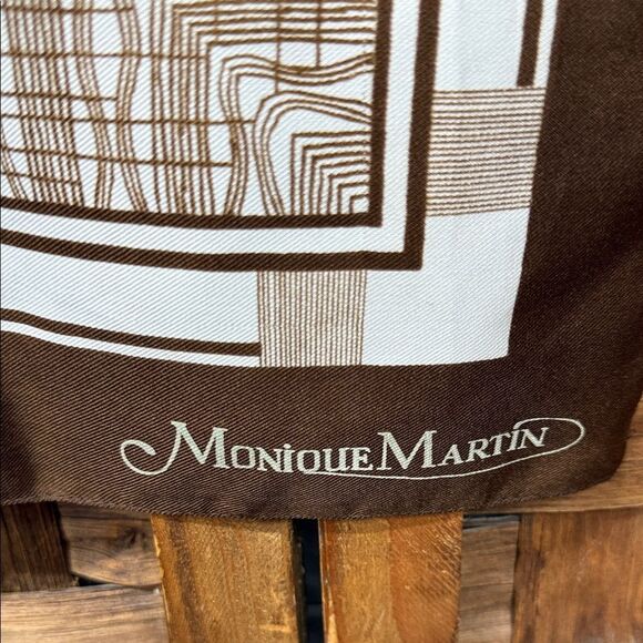 Monique Martin Brown and White Square Patterned Scarf - Picture 3 of 3